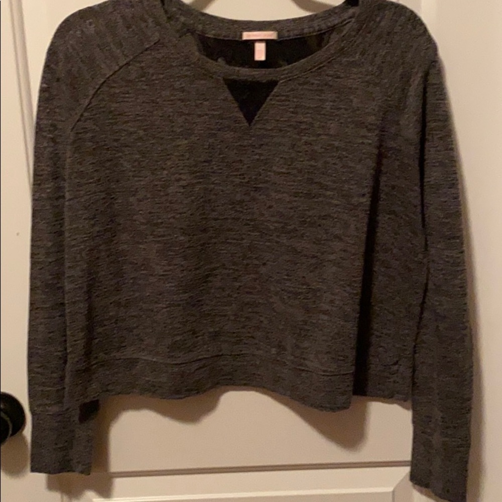 Victoria’s Secret Grey Crop Top with Black Lace Accent